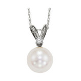 Gems One 14Kt White Gold Diamond (1/50Ctw) & Pearl (1/2 Ctw) Pendant - PPD8.00AAA-4W photo