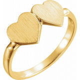 14K Yellow 13.8x7 mm Double Heart Signet Ring - 41934652P photo