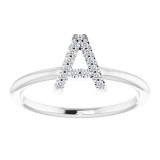 14K White .06 CTW Diamond Initial A Ring - 1238346000P photo 3