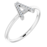 14K White .06 CTW Diamond Initial A Ring - 1238346000P photo
