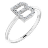 14K White 1/8 CTW Diamond Initial B Ring - 1238346005P photo