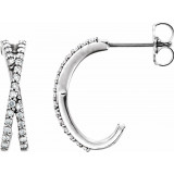 14K White 1/4 CTW Diamond Criss-Cross J-Hoop Earrings - 86333600P photo