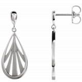 14K White Geometric Dangle Earrings - 87074600P photo