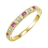 Gems One 14Kt Yellow Gold Diamond (1/10Ctw) & Pink Sapphire (1/6 Ctw) Ring - FR1067-4YD photo