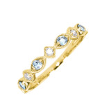 Gems One 14Kt Yellow Gold Diamond (1/20Ctw) & Aquamarine (1/6 Ctw) Ring - FR1272-4YD photo