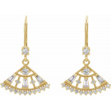 14K Yellow 3/4 CTW Diamond Lever Back Fan Earrings - 86963601P photo 2