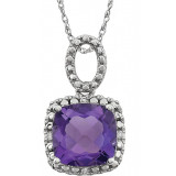 14K White Amethyst & .03 CTW Diamond 18 Necklace - 651606100P photo