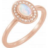 14K Rose Opal & .08 CTW Diamond Halo-Style Ring - 71821632P photo