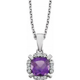 14K White Amethyst & .05 CTW Diamond 18 Necklace - 65195360002P photo