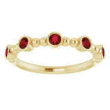 14K Yellow Stackable Mozambique Garnet Bead Ring - 71991606P photo 3