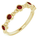 14K Yellow Stackable Mozambique Garnet Bead Ring - 71991606P photo