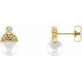 14K Yellow Freshwater Pearl & .06 CTW Diamond Earrings - 86485601P photo