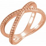 14K Rose Beaded Criss-Cross Ring - 51632103P photo