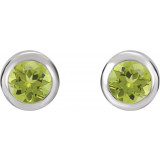 14K White 4 mm Round Genuine Peridot Birthstone Earrings - 6108660015P photo 2