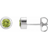 14K White 4 mm Round Genuine Peridot Birthstone Earrings - 6108660015P photo