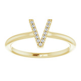 14K Yellow .04 CTW Diamond Initial V Ring - 1238346106P photo 3