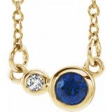 14K Yellow Blue Sapphire & .02 CTW Diamond 18 Necklace - 86793729P photo