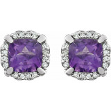 14K White Amethyst & 1/10 CTW Diamond Earrings - 65195460002P photo 2