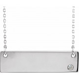 14K White .03 CT Diamond Bar 18 Necklace without Engraving - 86541606P photo