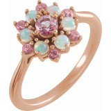 14K Rose Pink Tourmaline & Ethiopian Opal Floral-Inspired Ring - 720786002P photo