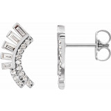 14K White 1/3 CTW Diamond Curved Fan Earrings - 87071605P photo
