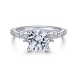 Gabriel & Co. 14k White Gold Contemporary 3 Stone Engagement Ring - ER7296R8W44JJ photo