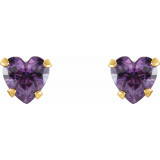14K Yellow 4x4 mm Heart Amethyst Youth Stud Earrings - 19132124361000P photo 2