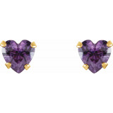 14K Yellow 4x4 mm Heart Amethyst Youth Stud Earrings - 19132124361000P photo 2