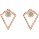 14K Rose Opal Cabochon Pyramid Earrings - 86862607P photo 2