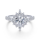 Gabriel & Co. 14k White Gold Starlight Halo Engagement Ring - ER14450R4W44JJ photo