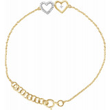 10K Yellow .07 CTW Diamond Double Heart 7 Bracelet - 65269060000P photo