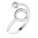 14K White Double Circle Bypass Ring - 51740101P photo
