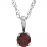 14K White 3 mm Round Mozambique Garnet Youth Birthstone 14 Necklace - 2839370005P photo