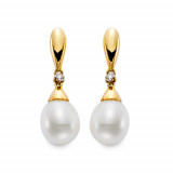 Mastaloni 14k Yellow Gold Freshwater Pearl and Diamond Earrings photo
