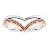 14K White & Rose Beaded V Ring - 51878105P photo 3