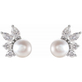 14K White Akoya Cultured Pearl & 1/2 CTW Diamond Earrings - 87079605P photo 2