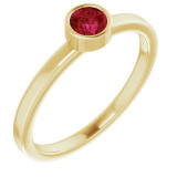 14K Yellow 4 mm Round Ruby Ring - 718066020P photo