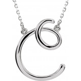 14K White Script Initial C 16 Necklace - 84635106P photo