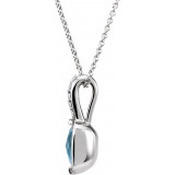 14K White Swiss Blue Topaz & .05 CTW Diamond 18 Necklace - 66942101P photo 2