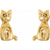 14K Yellow Cat Earrings - 1912312433800P photo 2