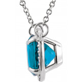 14K White Swiss Blue Topaz & .06 CTW Diamond 16 Necklace - 8590470000P photo 2