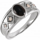 14K White Onyx & .05 CTW Diamond Ring - 72105605P photo