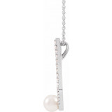 14K White Freshwater Cultured Pearl & 1/4 CTW Diamond Geometric 16-18 Necklace - 869997005P photo 2