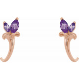 14K Rose Amethyst Floral-Inspired J-Hoop Earrings - 868156031P photo 2