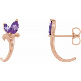 14K Rose Amethyst Floral-Inspired J-Hoop Earrings - 868156031P photo