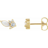 14K Yellow Australian Opal & 1/6 CTW Diamond Cluster Earrings - 87123606P photo