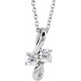 14K White 1/5 CTW Diamond Two-Stone Bypass 16-18 Necklace - 86748605P photo