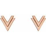 14K Rose 8 mm Double V Earrings - 862586008P photo 2