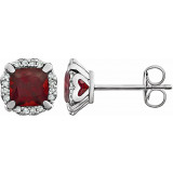 14K White Mozambique Garnet & 1/10 CTW Diamond Earrings - 65195460001P photo