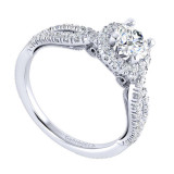 Gabriel & Co. 14k White Gold Victorian Halo Engagement Ring - ER11081R3W44JJ photo 3
